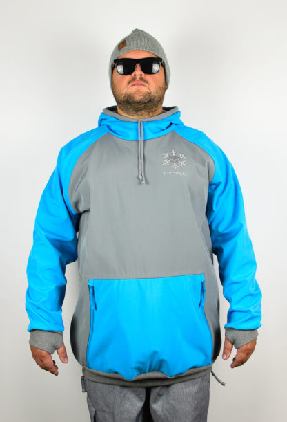 IceSkull Ezy Rider Snowboard Softshell Technical Hoodie Grey & Sky Blue