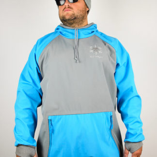 IceSkull Ezy Rider Snowboard Softshell Technical Hoodie Grey & Sky Blue