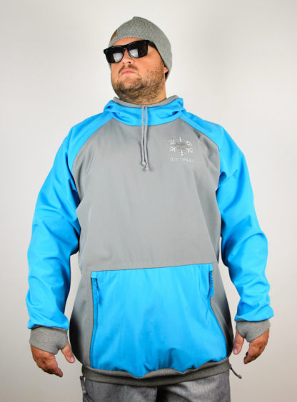 IceSkull Ezy Rider Snowboard Softshell Technical Hoodie Grey & Sky Blue