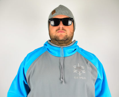 IceSkull Ezy Rider Snowboard Softshell Technical Hoodie Grey & Sky Blue