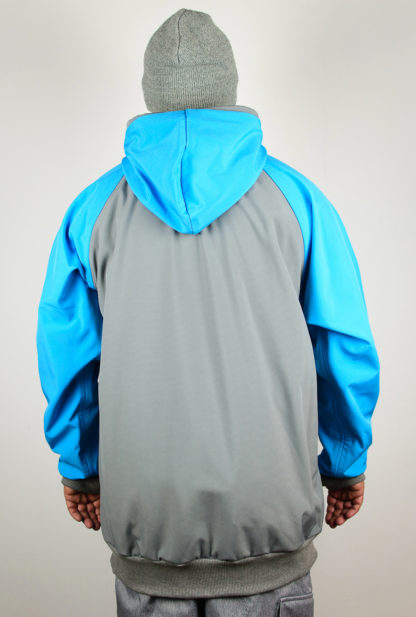 IceSkull Ezy Rider Snowboard Softshell Technical Hoodie Grey & Sky Blue Back