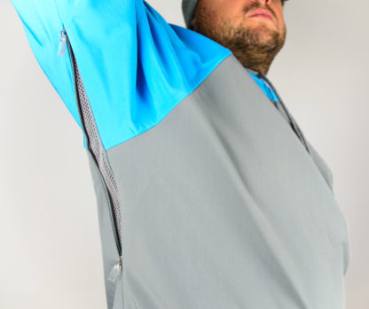 IceSkull Ezy Rider Snowboard Softshell Technical Hoodie Grey & Sky Blue Armpit Vents