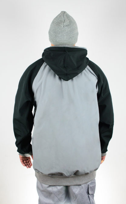 IceSkull Ezy Rider Snowboard Softshell Technical Hoodie Gray & Black Back