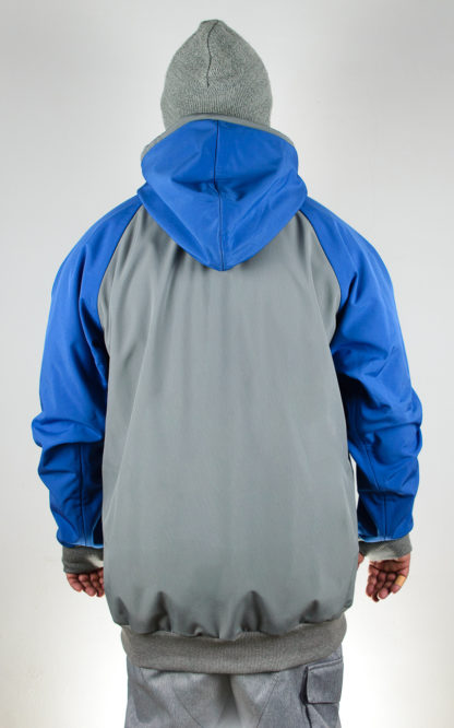 IceSkull Ezy Rider Snowboard Softshell Technical Hoodie Gray & Blue Back