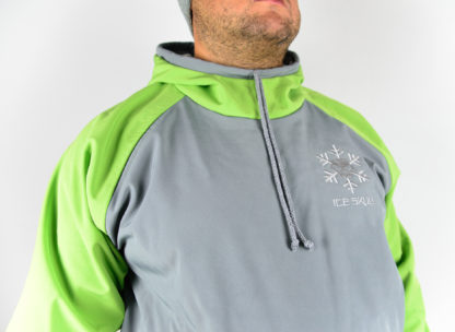 IceSkull Ezy Rider Snowboard Softshell Technical Hoodie Gray & Green Logo