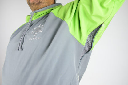 IceSkull Ezy Rider Snowboard Softshell Technical Hoodie Gray & Green Armpit Vents