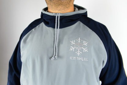 IceSkull Ezy Rider Snowboard Softshell Technical Hoodie Gray & Navy Blue Logo