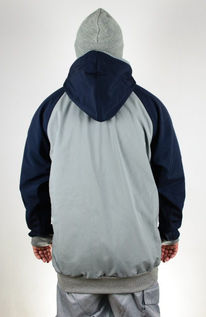 IceSkull Ezy Rider Snowboard Softshell Technical Hoodie Gray & Navy Blue Back