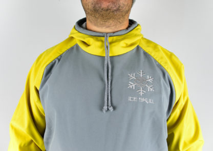 IceSkull Ezy Rider Snowboard Softshell Technical Hoodie Gray & Yellow Logo