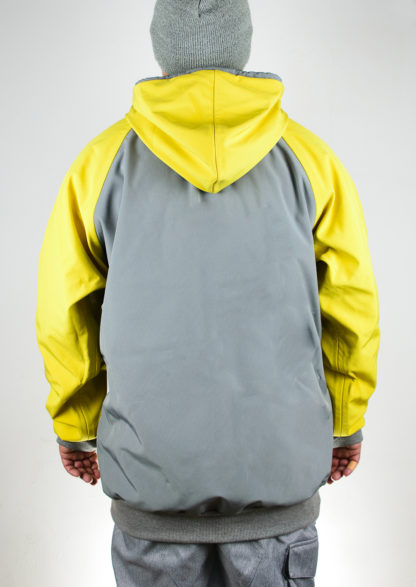 IceSkull Ezy Rider Snowboard Softshell Technical Hoodie Gray & Yellow Back