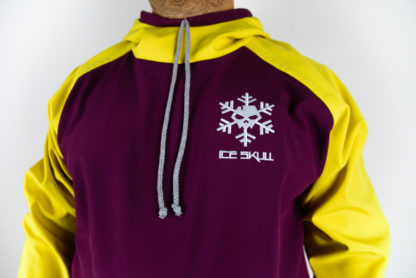 IceSkull Ezy Rider Snowboard Softshell Technical Hoodie Maroon & Yellow Logo