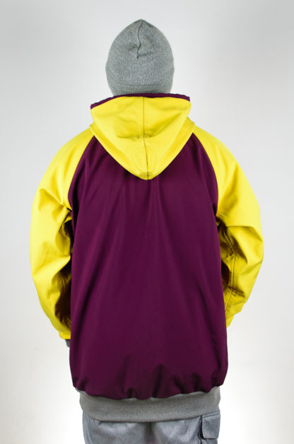 IceSkull Ezy Rider Snowboard Softshell Technical Hoodie Maroon & Yellow Back