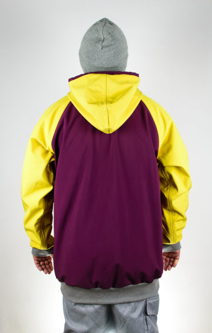 IceSkull Ezy Rider Snowboard Softshell Technical Hoodie Maroon & Yellow Back