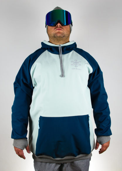 IceSkull Ezy Rider Snowboard Softshell Technical Hoodie Mint & Navy Blue