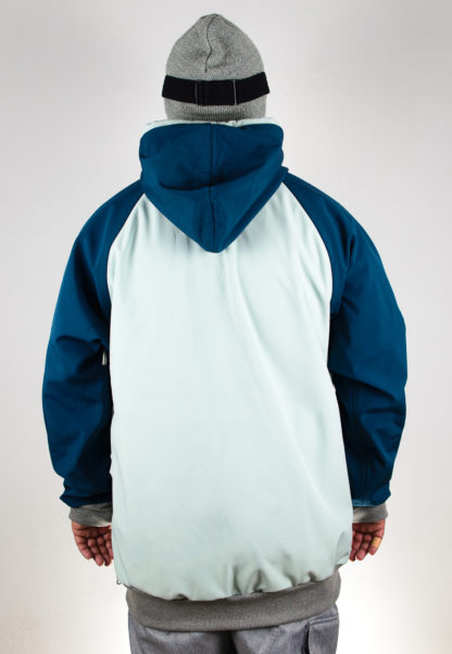 IceSkull Ezy Rider Snowboard Softshell Technical Hoodie Mint & Navy Blue Back