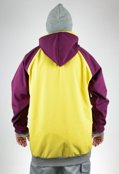 IceSkull Ezy Rider Snowboard Softshell Technical Hoodie Yellow & Maroon Back