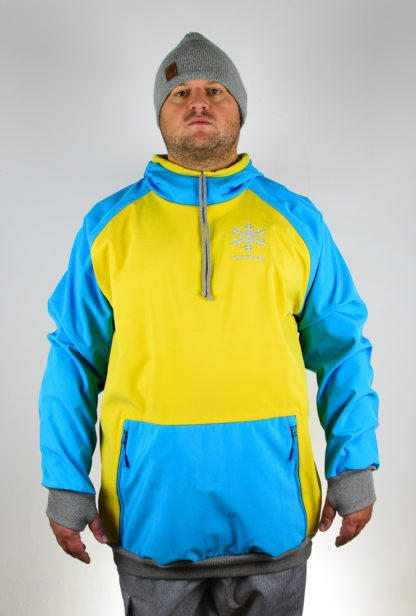 IceSkull Ezy Rider Snowboard Softshell Technical Hoodie Yellow & Sky Blue