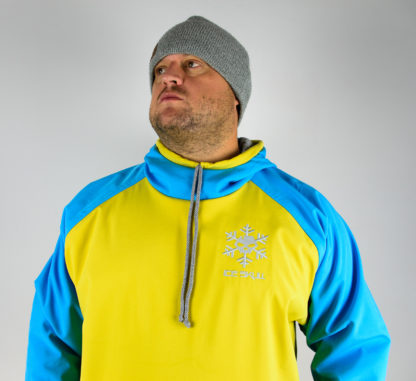 IceSkull Ezy Rider Snowboard Softshell Technical Hoodie Yellow & Sky Blue